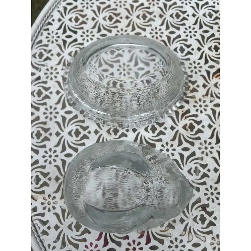 Indiana Glass Bunny Rabbit On Nest Candy Dish with Lid